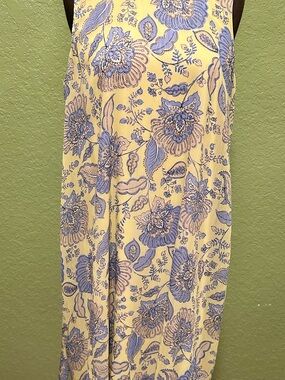 Tommy Hilfiger Yellow Floral Midi Dress with Blue Print